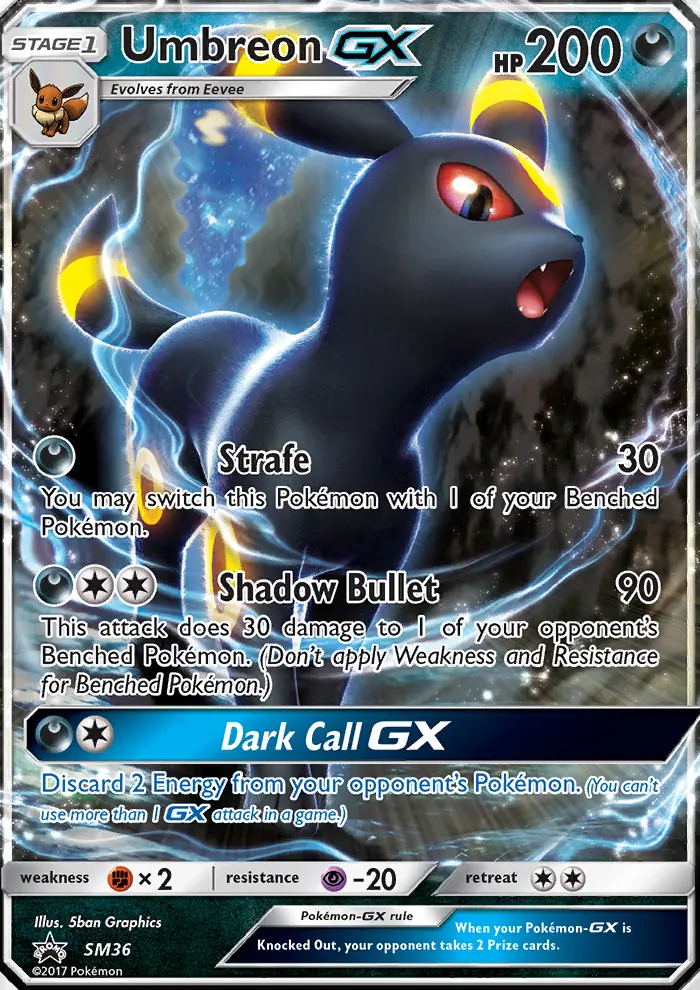 Umbreon-GX SM36 card from SM Black Star Promos