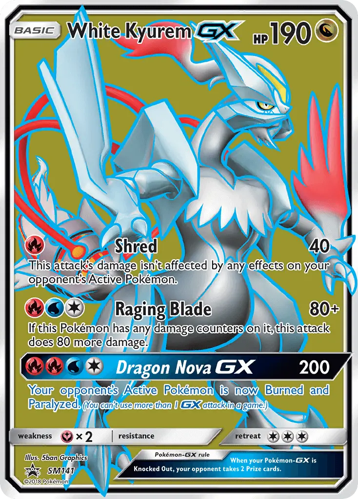 White Kyurem-GX SM141 card from SM Black Star Promos