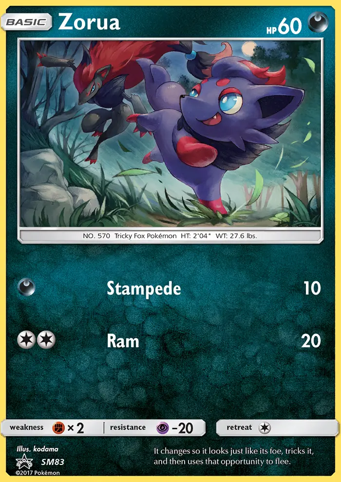 Zorua SM83 — SM Black Star Promos SM83, Holofoil finish