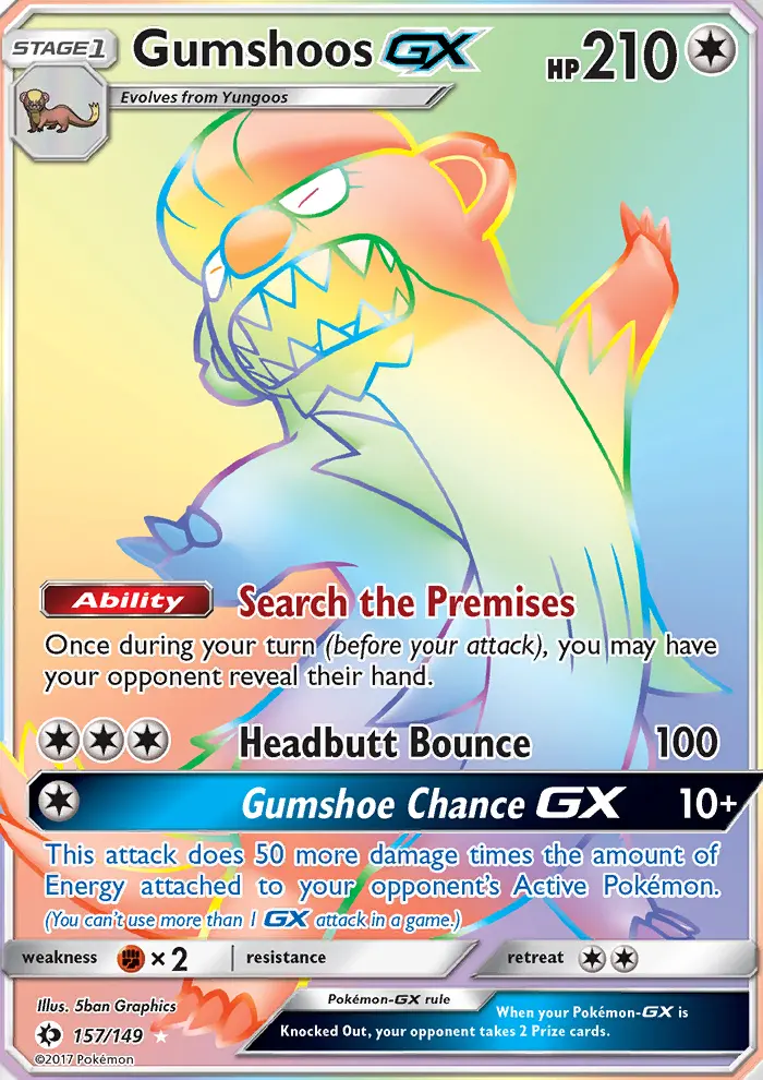 Gumshoos-GX 157 card from Sun & Moon