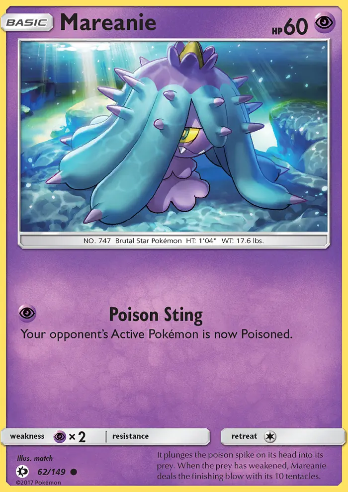 Mareanie 62 card from Sun & Moon