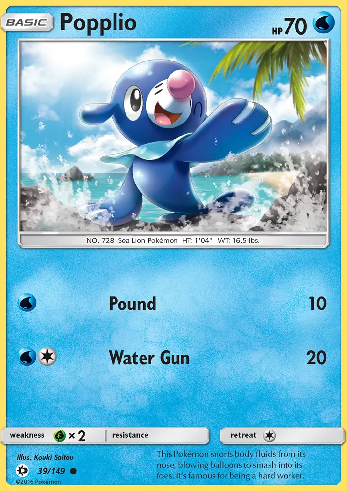 Popplio 39 card from Sun & Moon