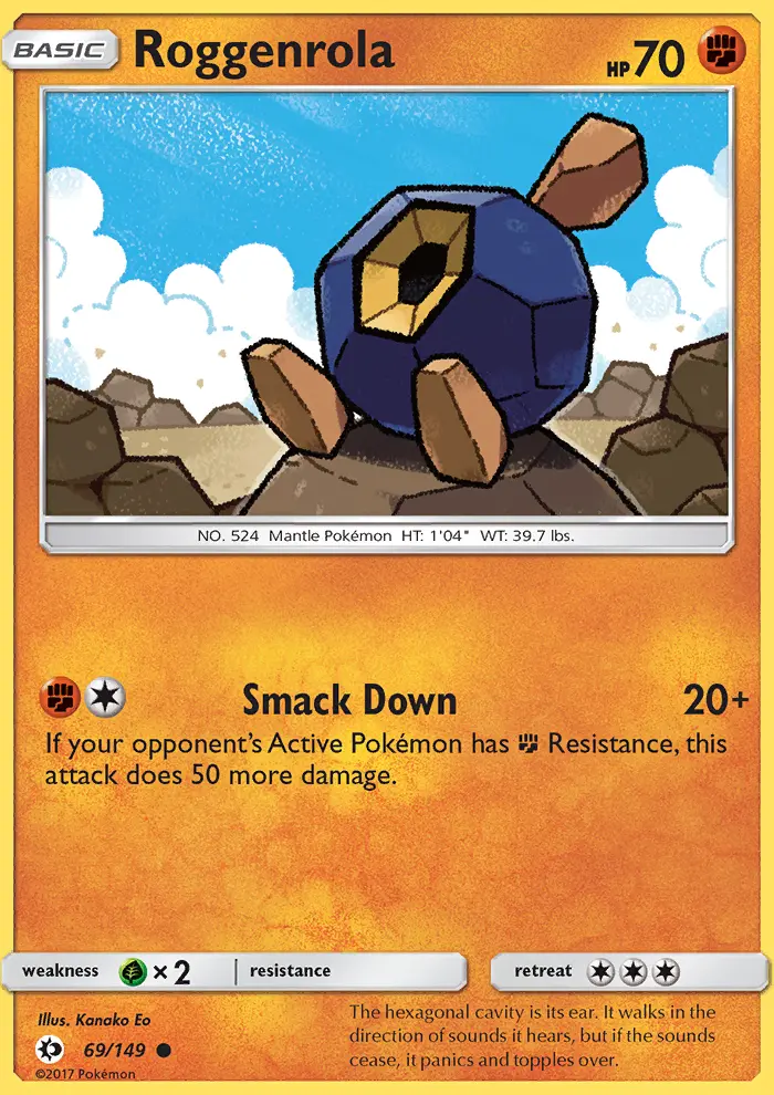 Roggenrola 69 card from Sun & Moon