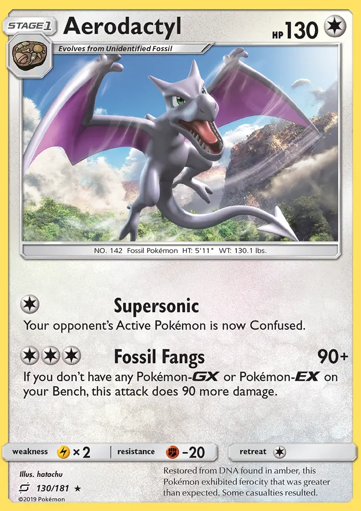 Aerodactyl 130 card from Team Up