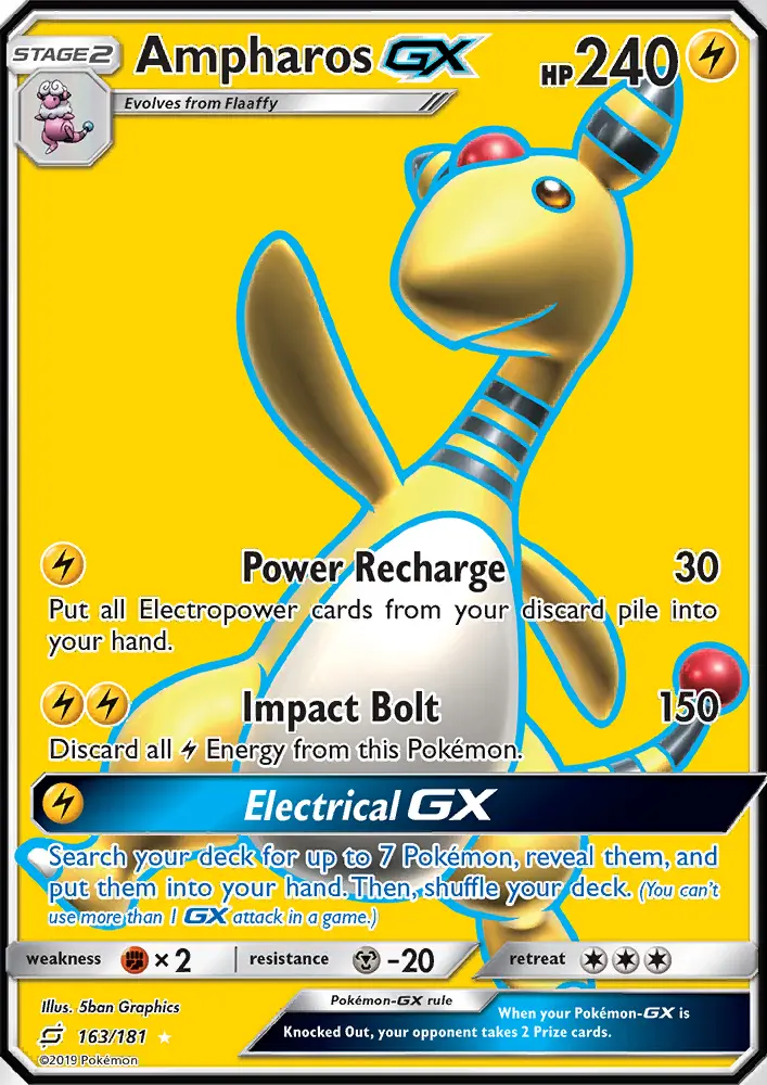 Ampharos-GX 163 — Team Up 163, Holofoil finish