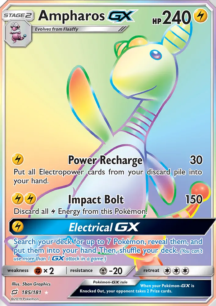 Ampharos-GX 185 — Team Up 185, Holofoil finish