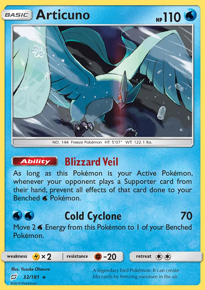 Articuno 32 card from Team Up