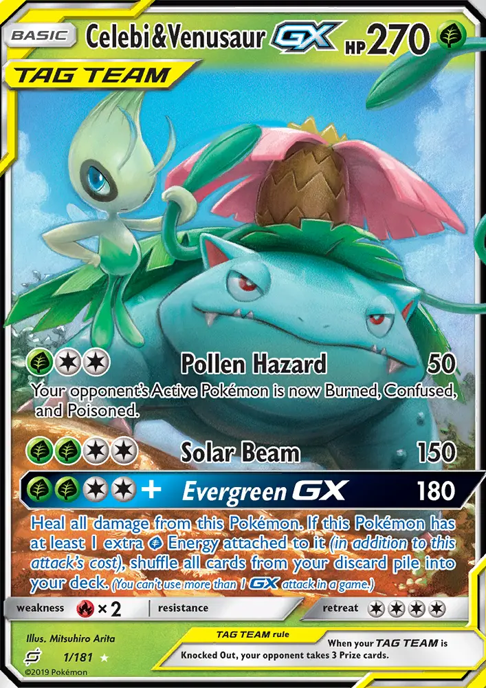 Celebi & Venusaur-GX 1 — Team Up 1, Holofoil finish