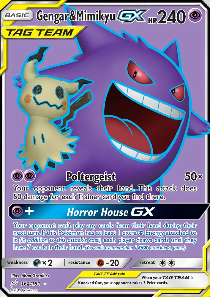 Gengar & Mimikyu-GX 164 — Team Up 164, Holofoil finish