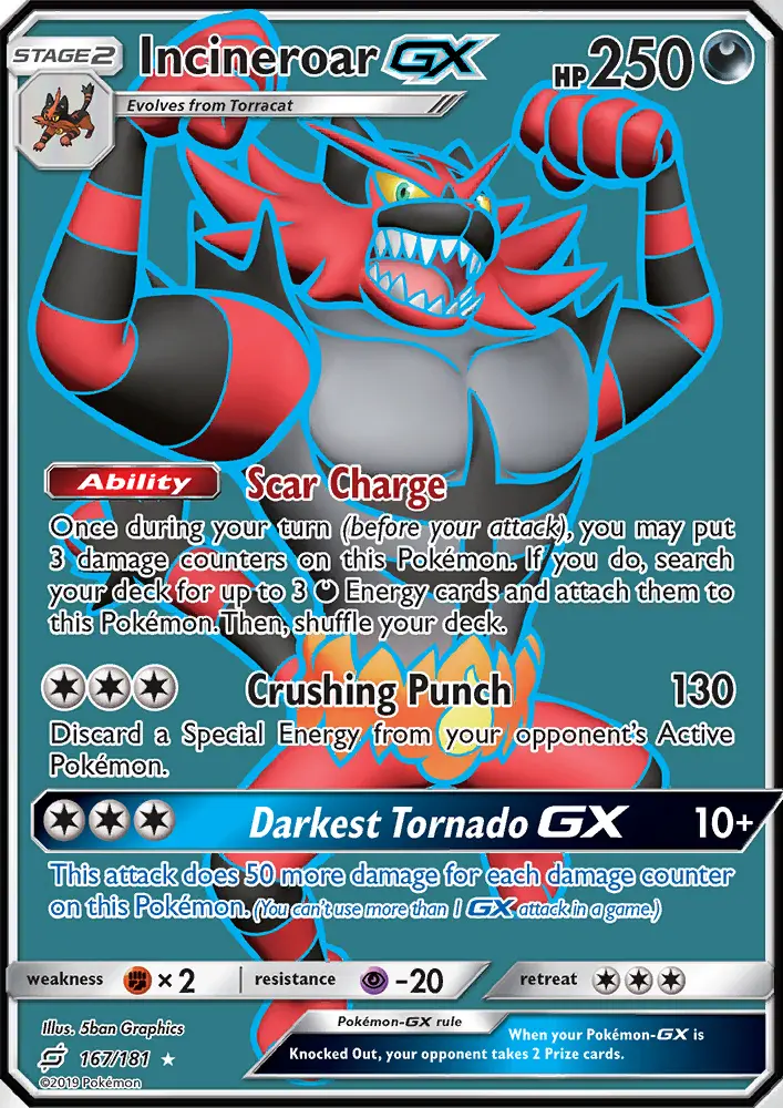 Incineroar-GX 167 card from Team Up