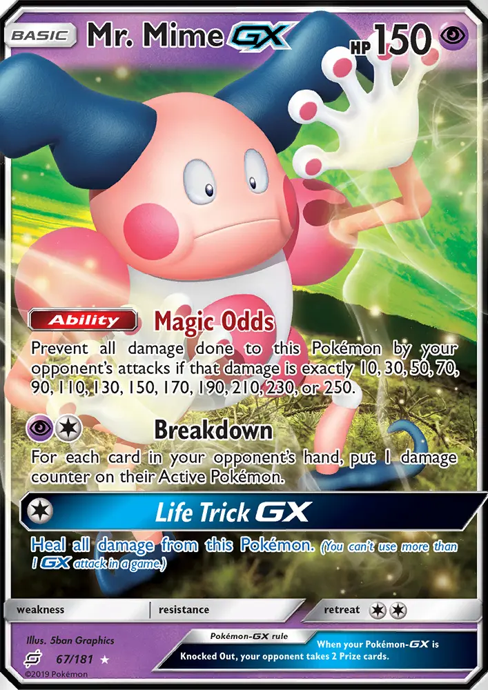 Mr. Mime-GX 67 — Team Up 67, Holofoil finish