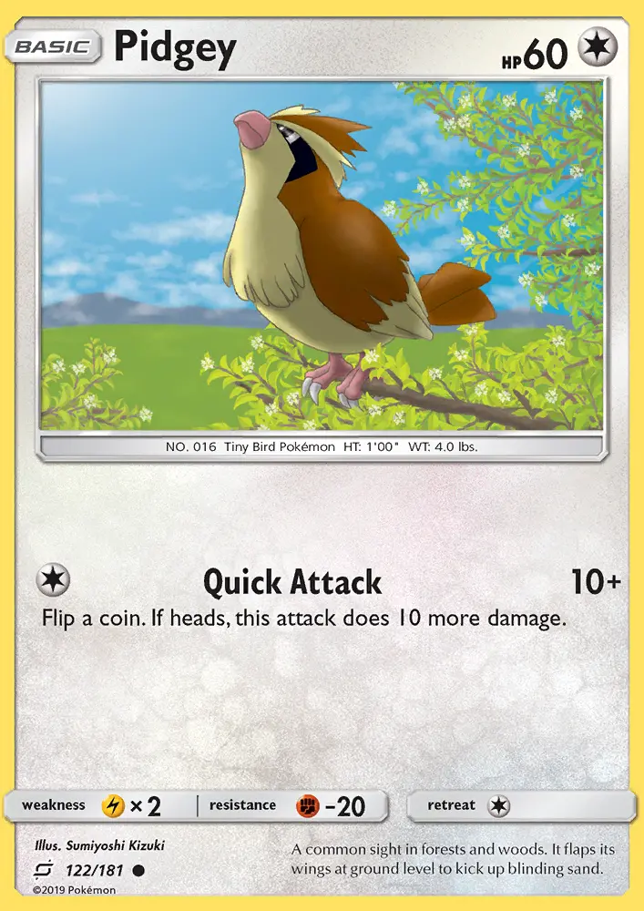 Pidgey 122 card from Team Up