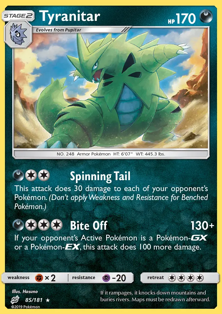 Tyranitar 85 — Team Up 85, Holofoil finish