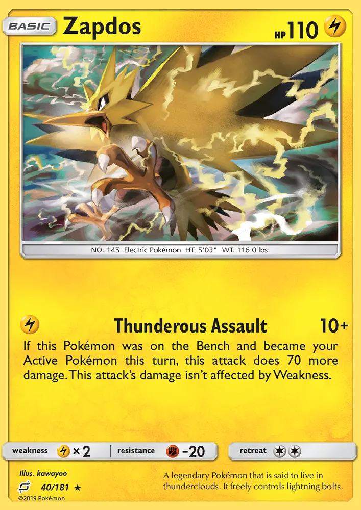 Zapdos 40 — Team Up 40, Holofoil finish