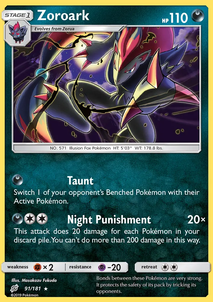 Zoroark 91 card from Team Up