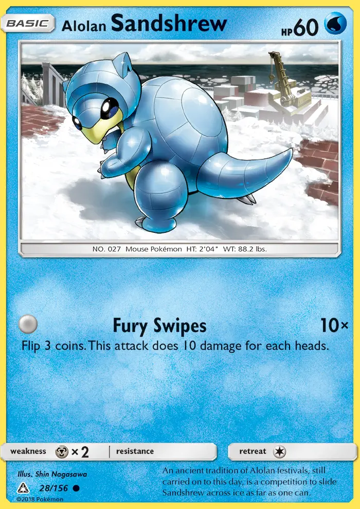 Alolan Sandshrew 28 — Ultra Prism 28, Normal finish