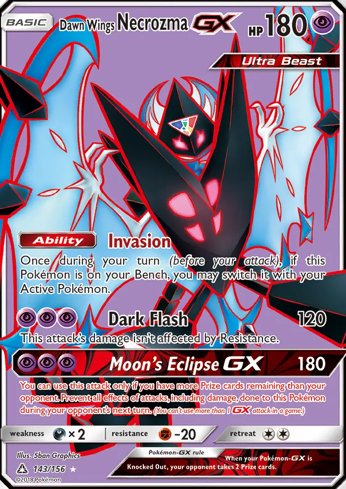 Dawn Wings Necrozma-GX 143 card from Ultra Prism