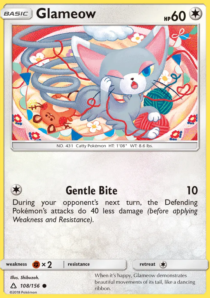 Glameow 108 card from Ultra Prism