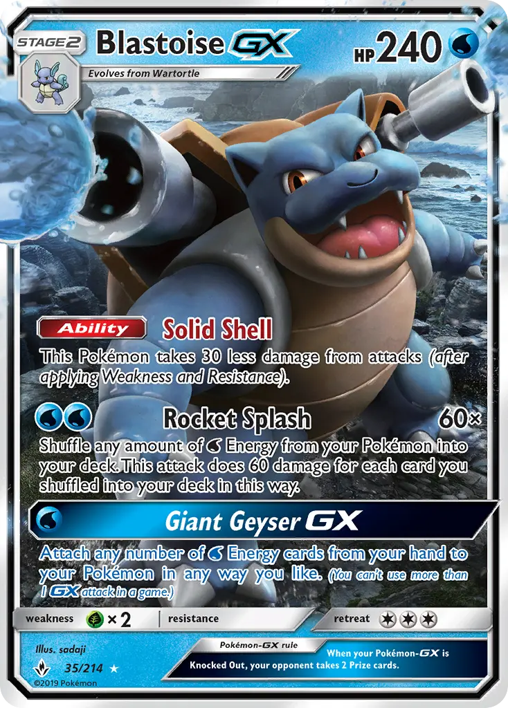 Blastoise-GX 35 card from Unbroken Bonds