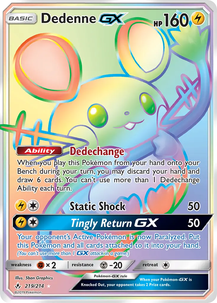 Dedenne-GX 219 — Unbroken Bonds 219, Holofoil finish