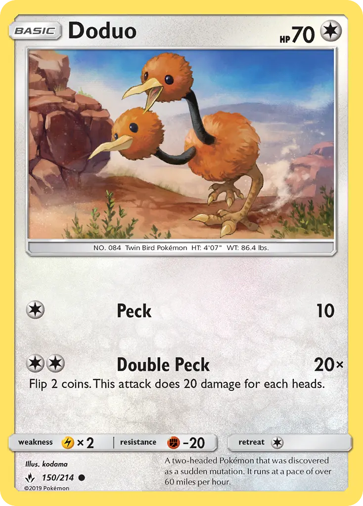 Doduo 150 card from Unbroken Bonds