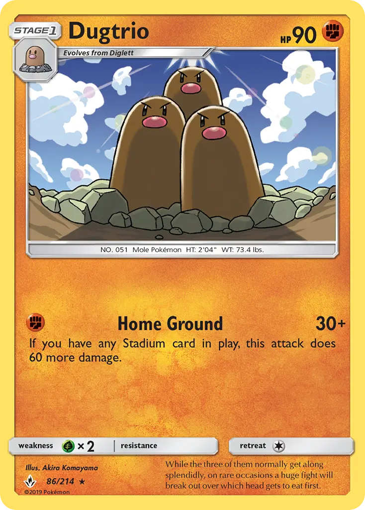 Dugtrio 86 card from Unbroken Bonds