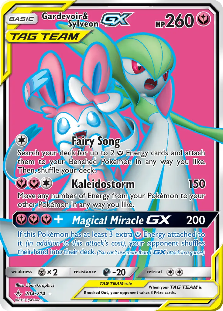 Gardevoir & Sylveon-GX 204 — Unbroken Bonds 204, Holofoil finish