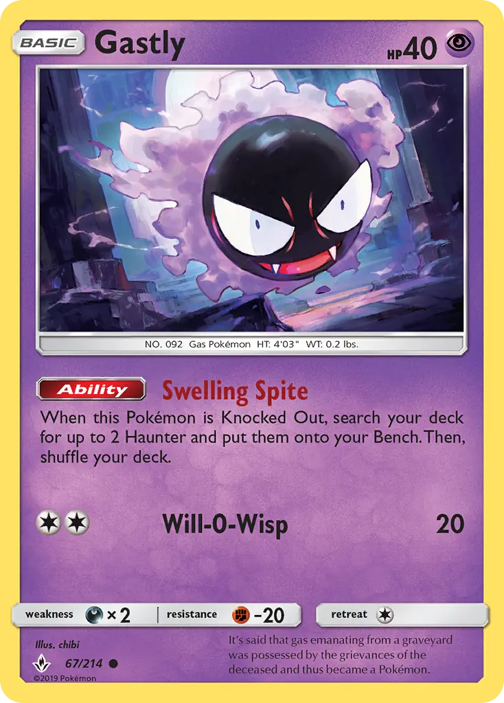 Gastly 67 card from Unbroken Bonds
