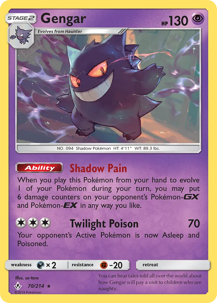 Gengar 70 — Unbroken Bonds 70, Normal finish