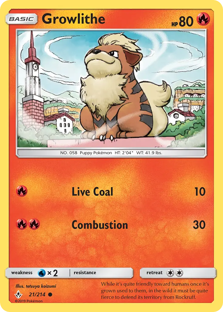 Growlithe 21 card from Unbroken Bonds