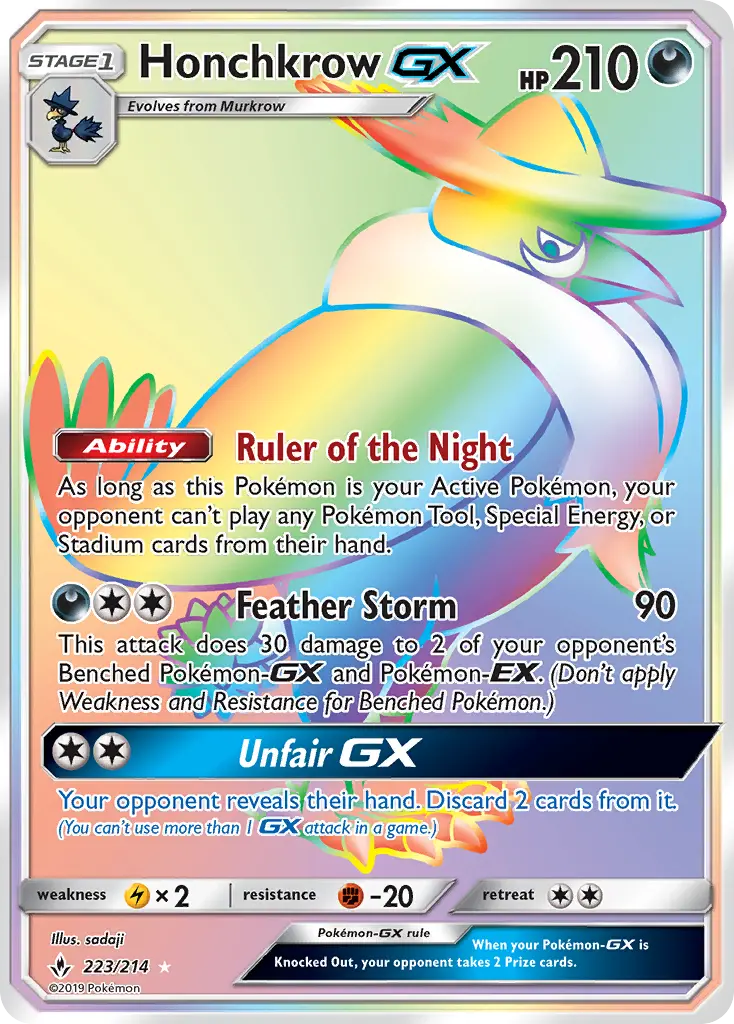 Honchkrow-GX 223 card from Unbroken Bonds