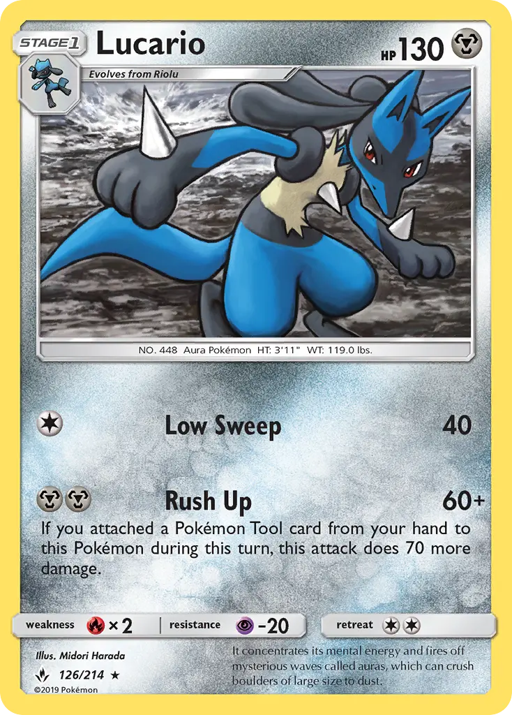 Lucario 126 — Unbroken Bonds 126, Holofoil finish