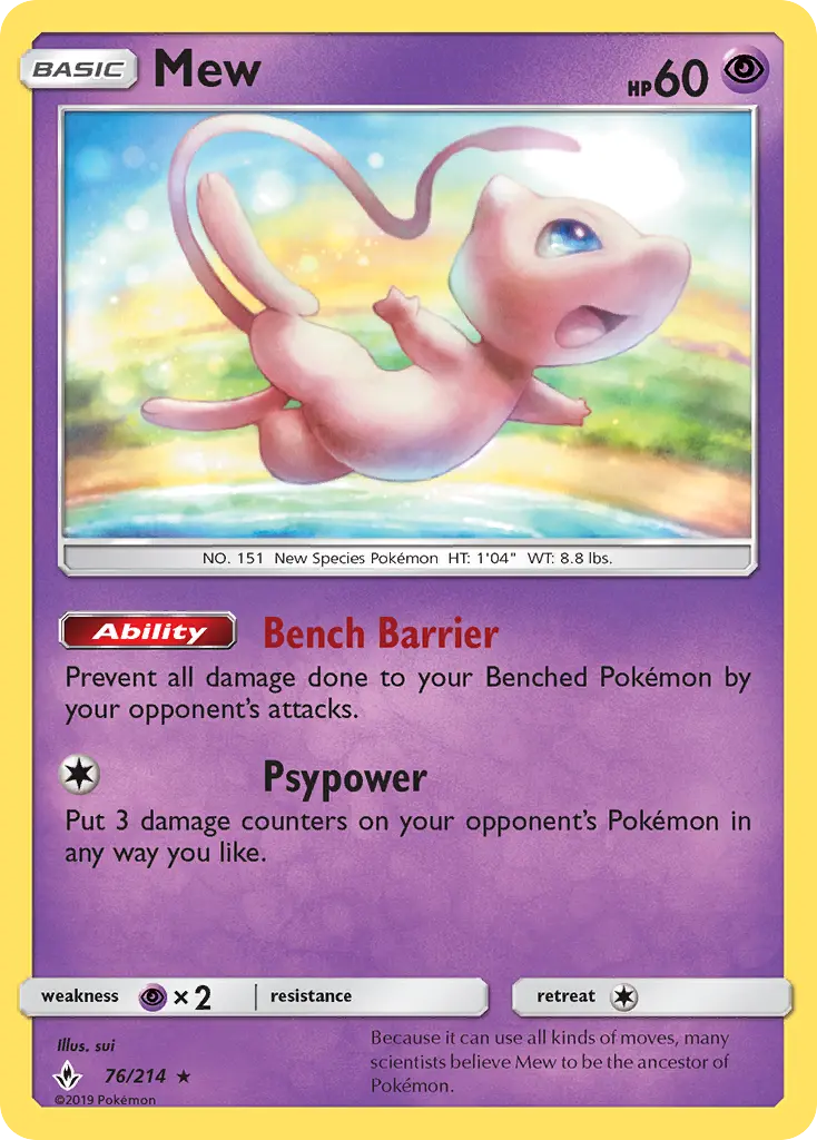 Mew 76 — Unbroken Bonds 76, Holofoil finish