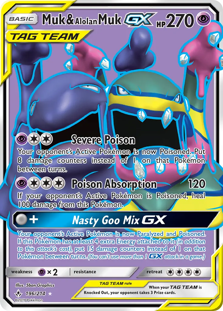 Muk & Alolan Muk-GX 196 — Unbroken Bonds 196, Holofoil finish