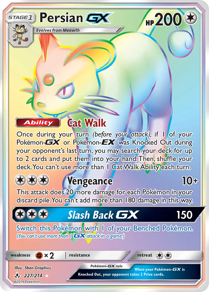 Persian-GX 227 — Unbroken Bonds 227, Holofoil finish