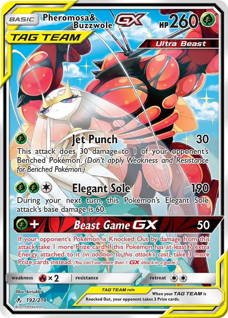 Pheromosa & Buzzwole-GX 192 card from Unbroken Bonds