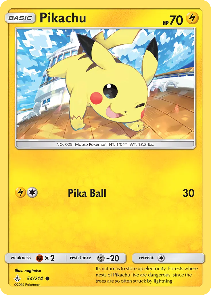 Pikachu 54 — Unbroken Bonds 54, Normal finish