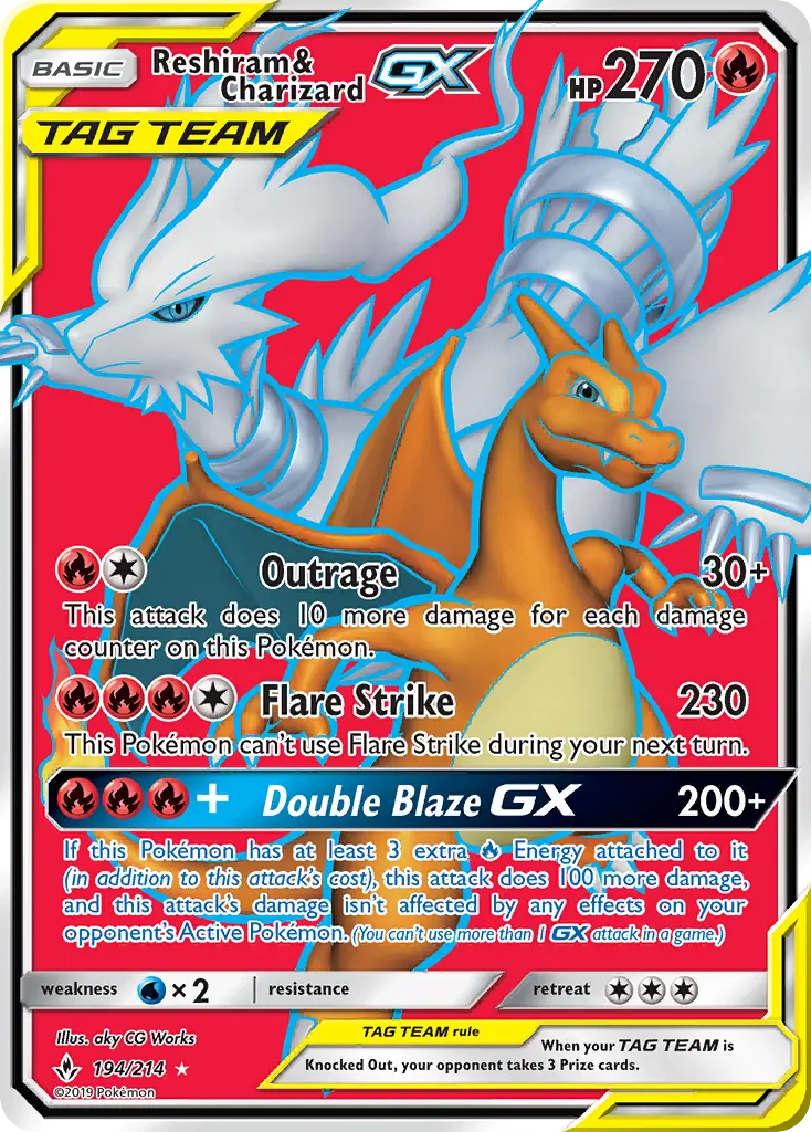 Reshiram & Charizard-GX 194 — Unbroken Bonds 194, Holofoil finish