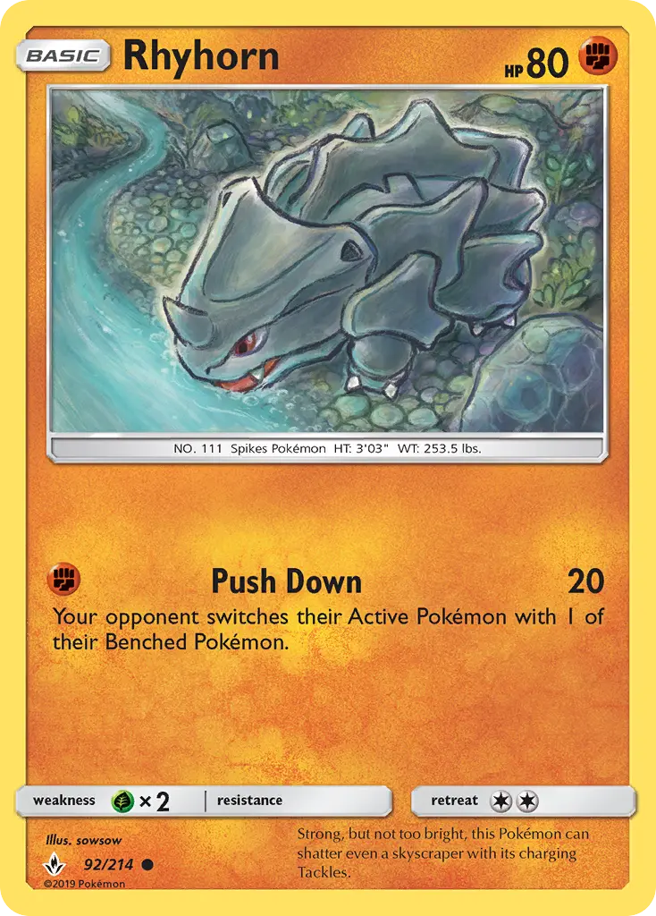 Rhyhorn 92 — Unbroken Bonds 92, Normal finish