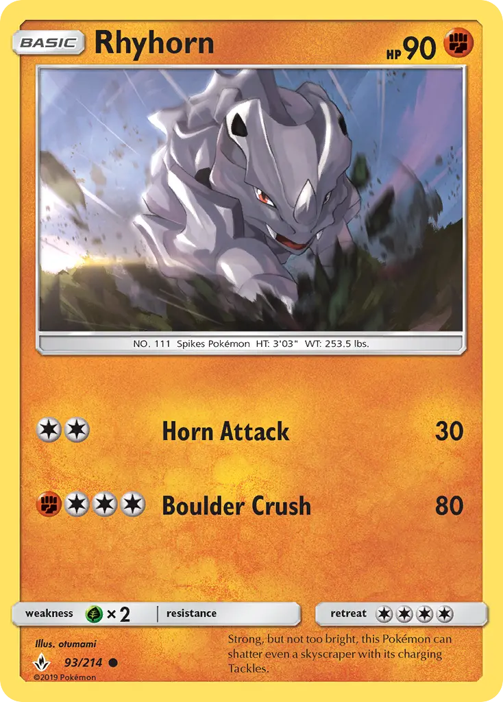 Rhyhorn 93 card from Unbroken Bonds