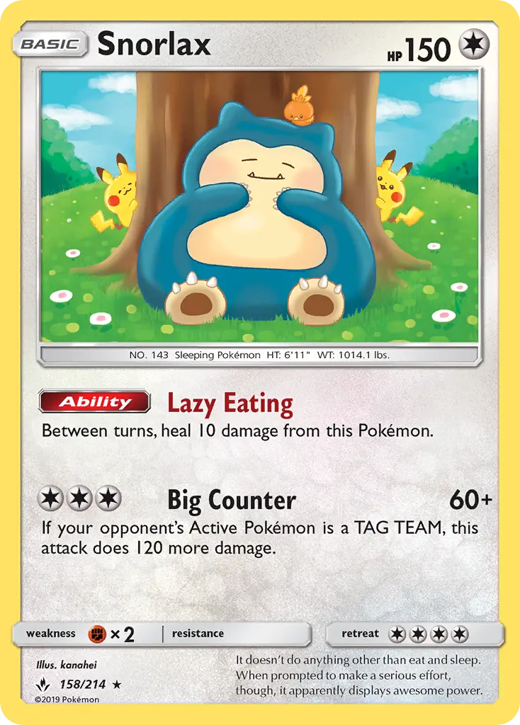 Snorlax 158 — Unbroken Bonds 158, Holofoil finish