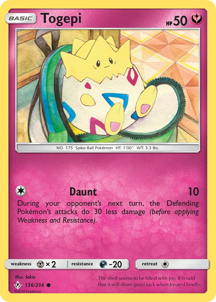 Togepi 136 card from Unbroken Bonds
