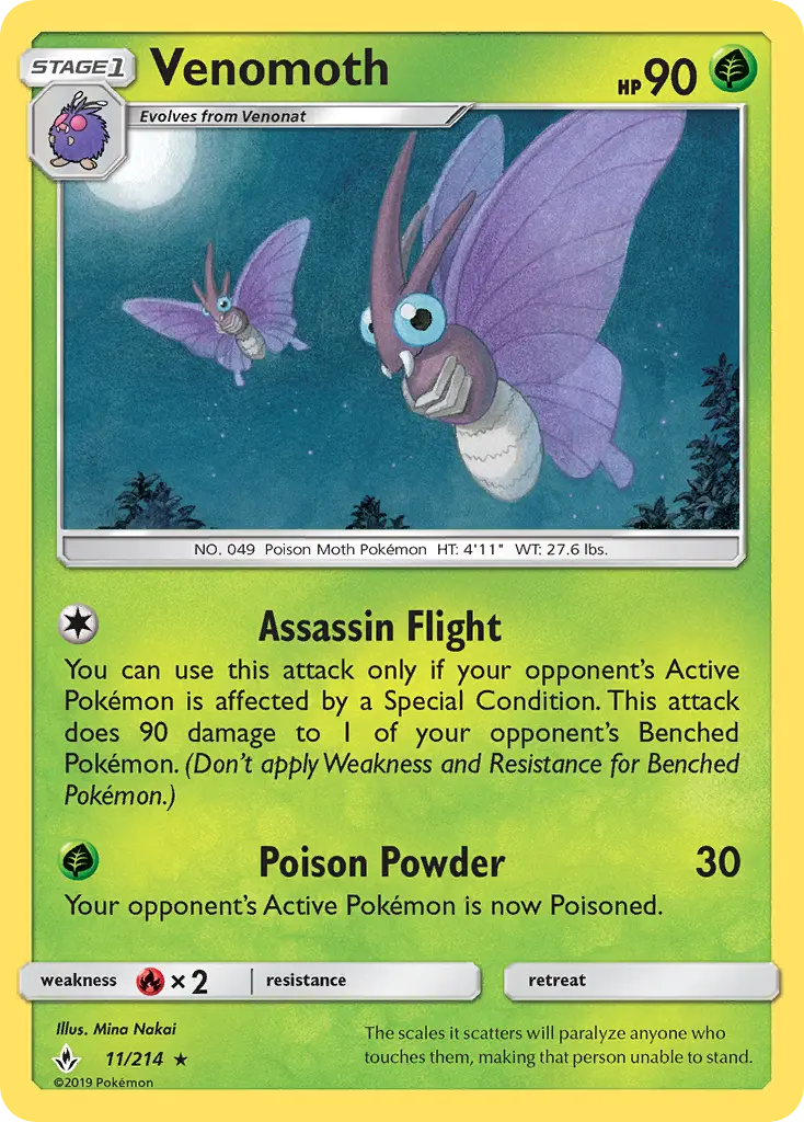 Venomoth 11 card from Unbroken Bonds