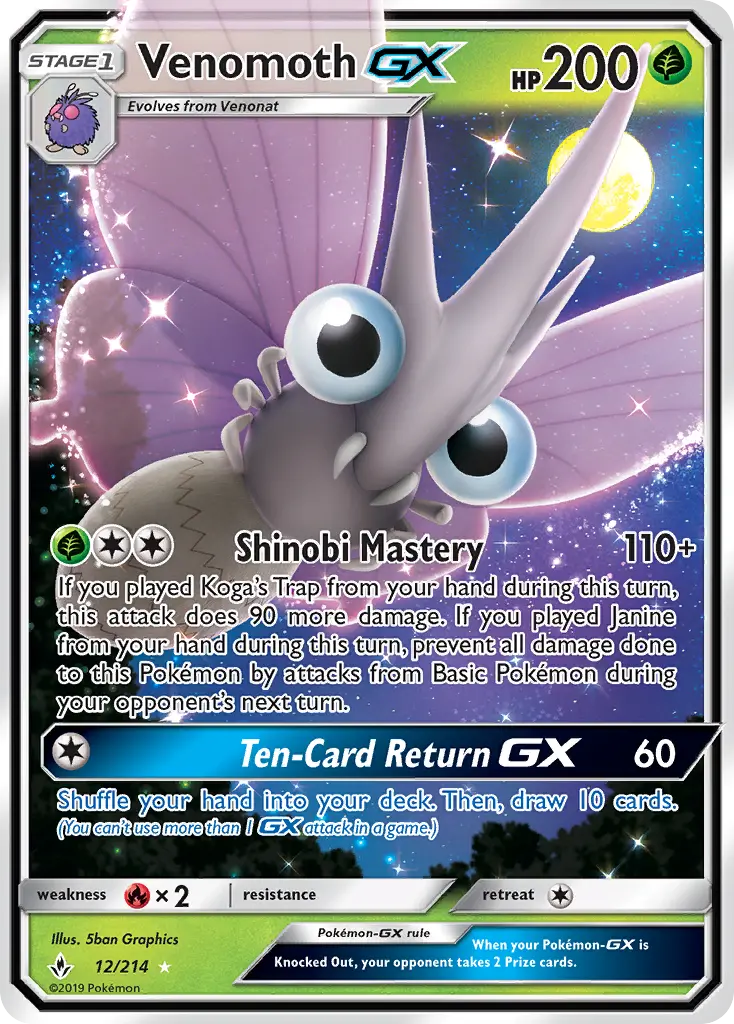 Venomoth-GX 12 card from Unbroken Bonds