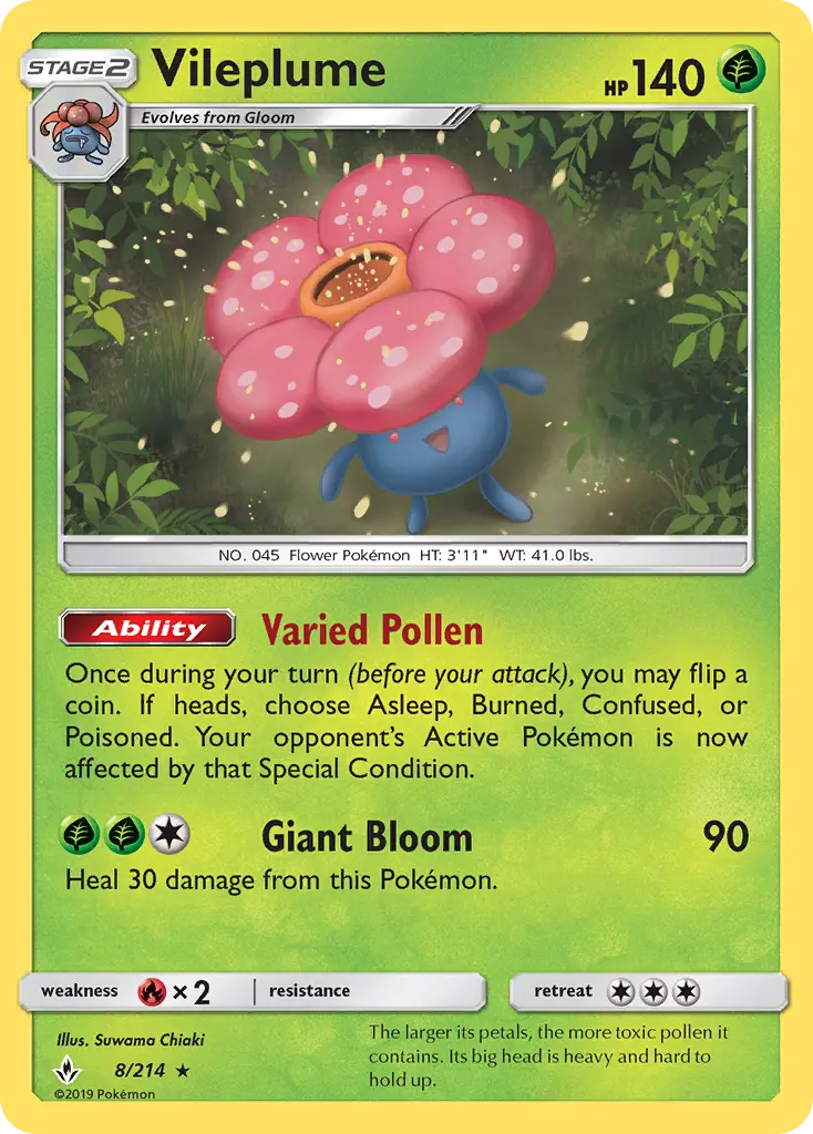Vileplume 8 — Unbroken Bonds 8, Holofoil finish