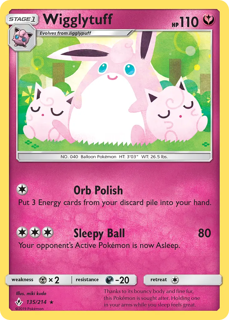 Wigglytuff 135 — Unbroken Bonds 135, Normal finish