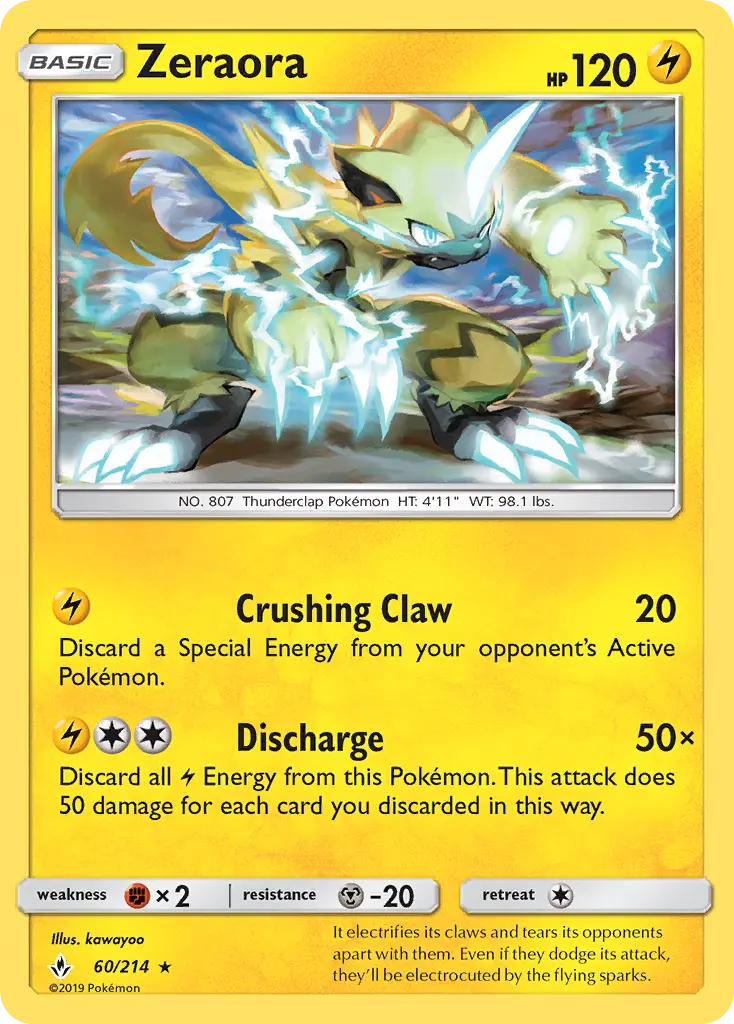 Zeraora 60 card from Unbroken Bonds