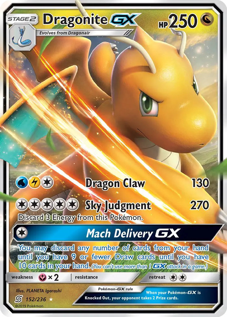 Dragonite-GX 152 card from Unified Minds
