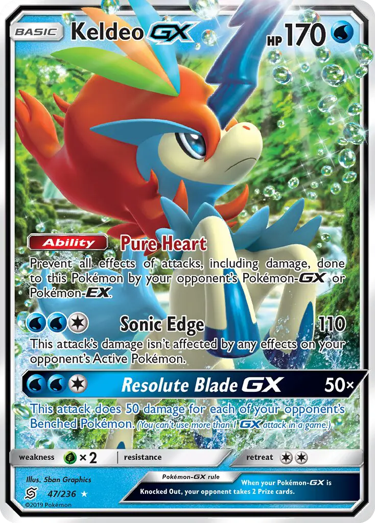 Keldeo-GX 47 card from Unified Minds