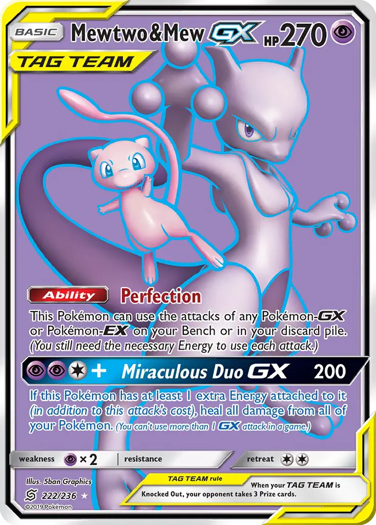 Mewtwo & Mew-GX 222 card from Unified Minds